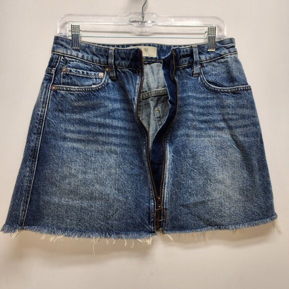 WE THE FREE Skirt Size 28 Women’s Denim Zip It Up Front Mini Blue - Picture 4 of 7